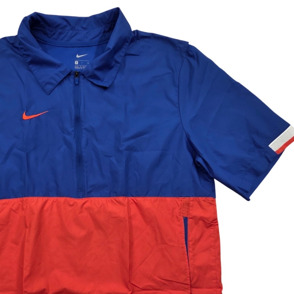 Nike Football Coaches Lightweight SS 1/2 Zip Jacket Blue Colorblock Mens Small